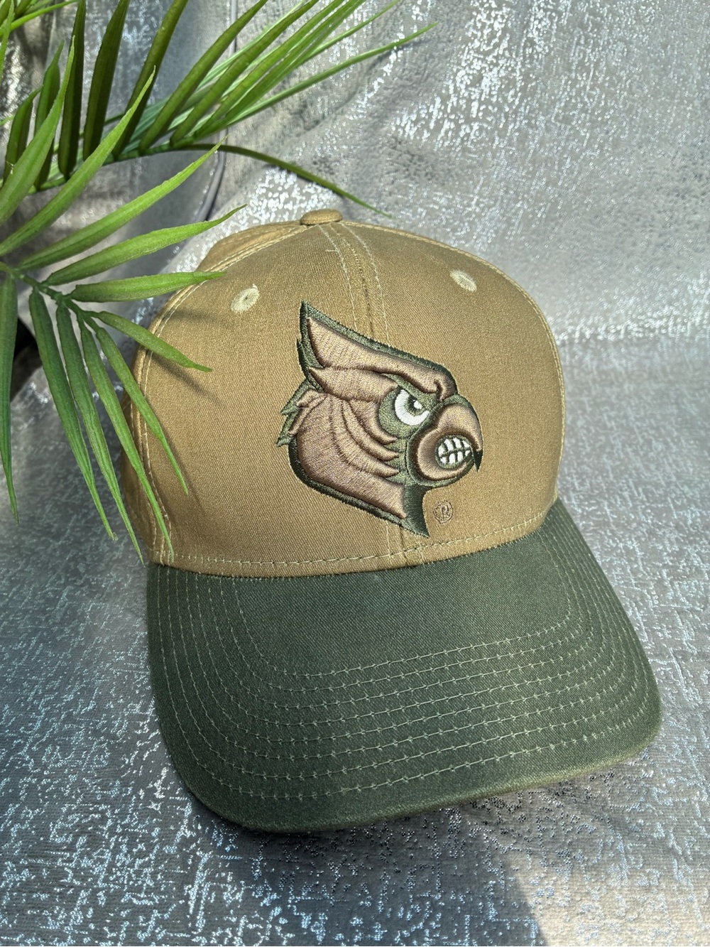 Adidas Men's U of L Two-Tone Olive Baseball Cap with Cardinal Logo